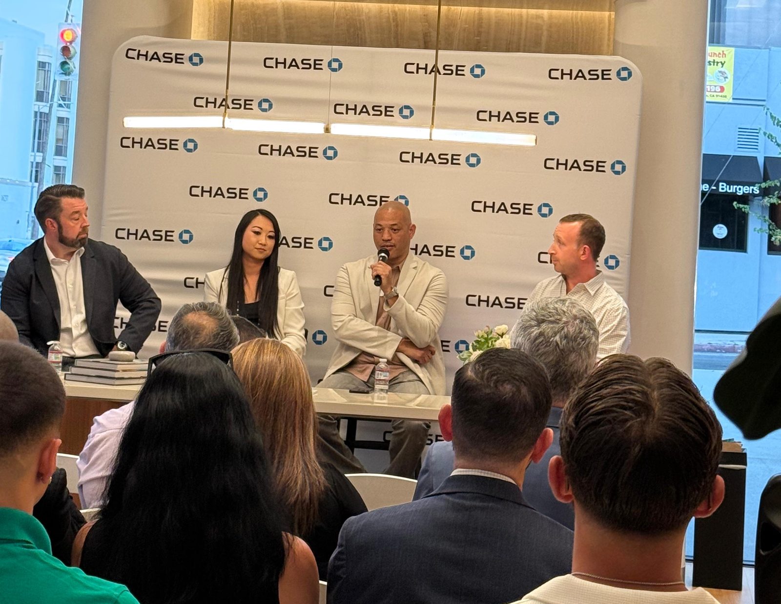Tim Park speaking on a panel at a Chase Bank event
